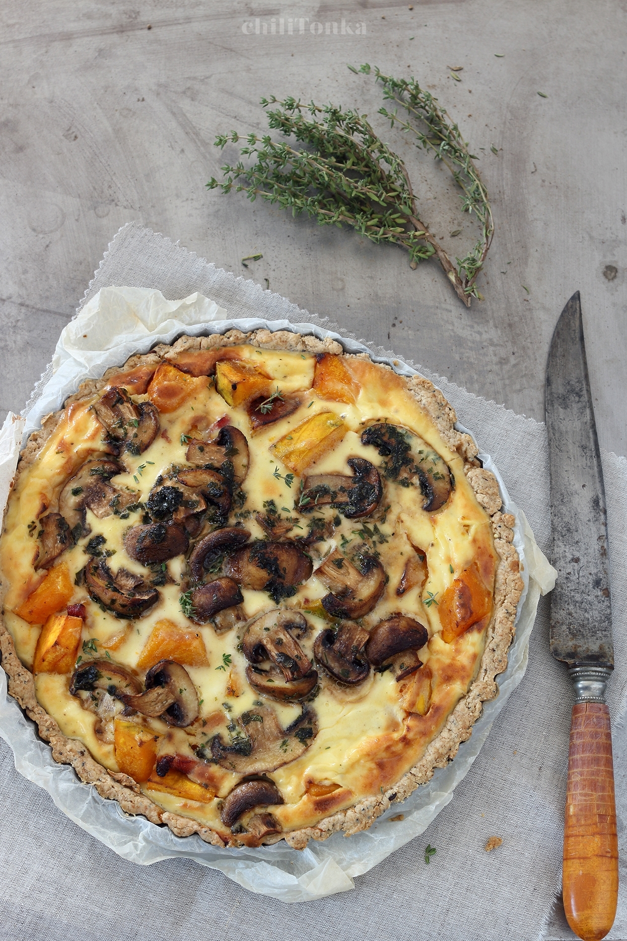 Tarta z dynią i pieczarkami | chilitonka