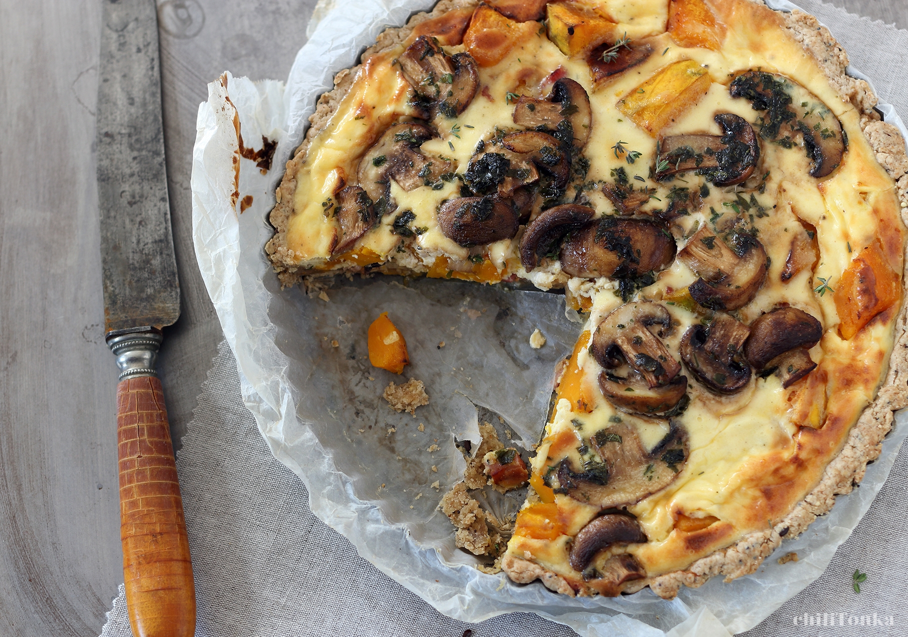 Tarta z dynią i pieczarkami | chilitonka