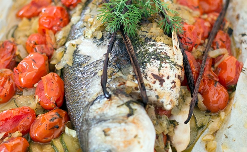 Bar pieczony z wanilią i&nbsp;warzywami