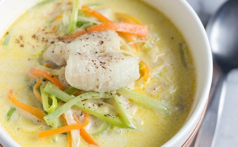 Waterzooi z miętusem i&nbsp;warzywami